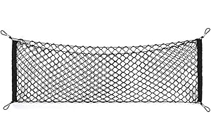 GEWEECO Car Rear Cargo Net, Universal Adjustable Elastic Trunk Cargo Storage Organizer Net Compatible for SUV, Jeep, Truck, Storage Nylon Mesh Double-Layer with Hooks (35.4 x 15.7 Inch)