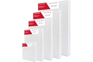 S & E TEACHER'S EDITION 10 Pcs Stretched Canvases with Multi Size Pack, 4x6, 6x8, 8x10, 10x12, 12x14, for Painting, Acrylic Pouring, Oil Paint & Watercolor Art Media