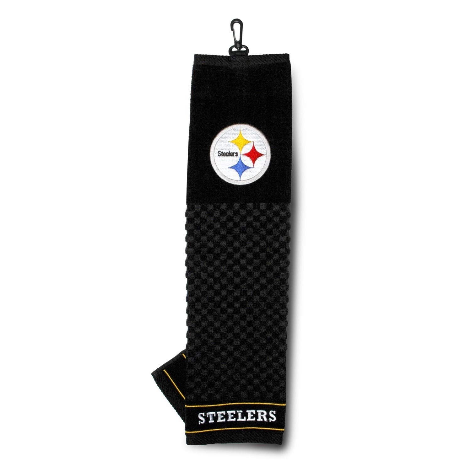 Team Golf NFL Pittsburgh Steelers Embroidered Golf Towel, Checkered Scrubber Design, Embroidered Logo