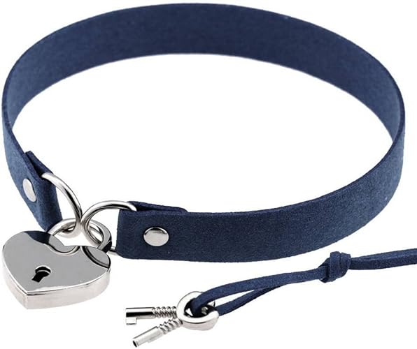 Amazon Comvip パンク ハート 錠 首輪 レディース チョーカー メンズ 鎖骨ネックレス ペンダント セクシー バー プレゼント ファッション 濃紺 チョーカー 通販