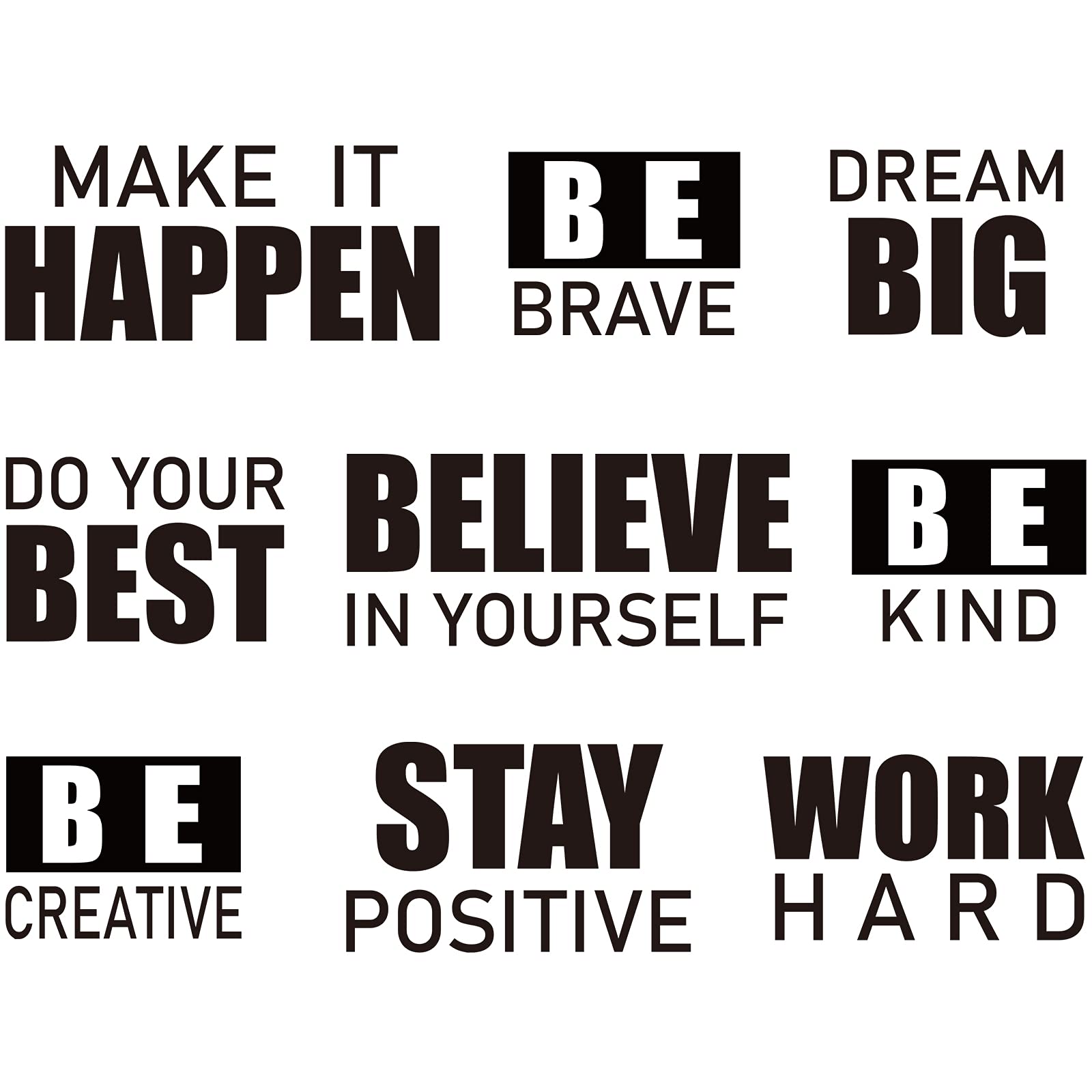 Photo 1 of 4 Sheets Inspirational Wall Decals Peel and Stick Motivational Phrases Wall Stickers Positive Quotes Vinyl for Library Home Classroom School Office Art Decorations