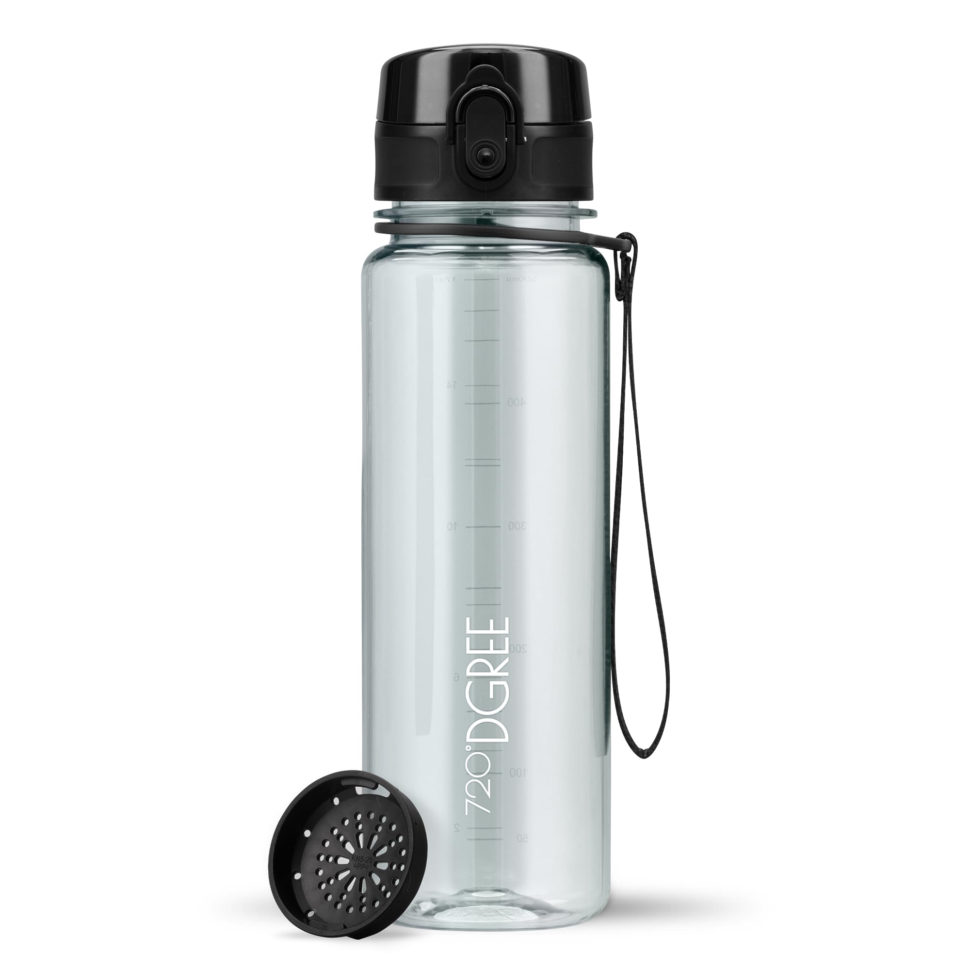 720°DGREE Water Bottle Kids 500ml “uberBottle“ crystalClear +Sieve - BPA-Free Tritan, Leakproof, Reusable Drinking Bottle - Waterbottle for Children, School, Playground, Boys, Girls, Handbag, Sport