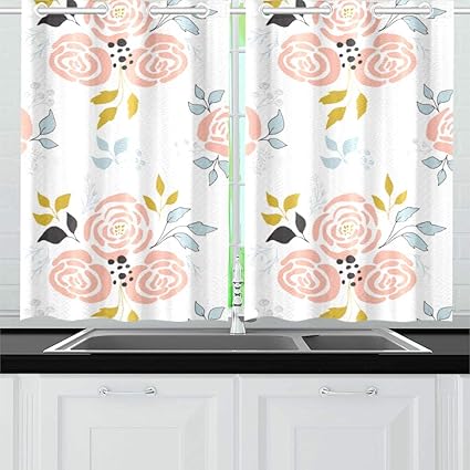 LYAOE Cortinas de Cocina Patrón Floral Parte Cortinas de Ventana de