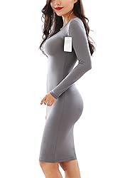 YMING Bandage Club Dress for Women Solid Color Midi