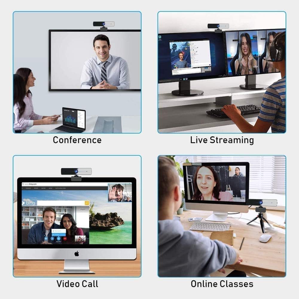 Webcam with Microphone,1080P Webcam Web Camera with Privacy Cover, HD USB Webcam Plug and Play with 95° Wide Angle 2MP Lens for Windows Mac Desktop PC Laptop Video Conference Recording Online Class: Computers & Accessories