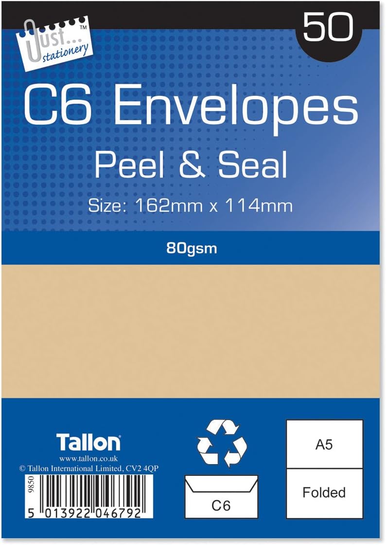C6 Manilla Peel & Seal Multipurpose Envelopes Pack of 50 Free UK Delivery