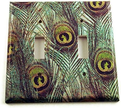 2 Gang Toggle Switch Plate Wall Plate, Peacock (222D)