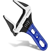 WORKPRO 6-Inch Stubby Adjustable Wrench, 1.5-Inch Extra Wide Jaw Opening | Metric/SAE Scales, Cr-V Steel, Ideal for Confined Spaces