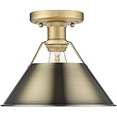 Golden Lighting Yep Orwell 1-Light Flush Mount in Brushed Champagne Brass and Aged Brass Shade