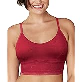 Maidenform All-Over Lace Longline Wirefree Crop Tank Top Style Bralette Sexy Underwear for Women, Spice Market Red, XX-Large