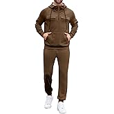 LecGee Men's Fall 2 Pieces Tracksuit Set Hoodie Long Sleeve 1/4 Zip Sweatsuits Casual Outfit With Kangaroo Pouch Pocket