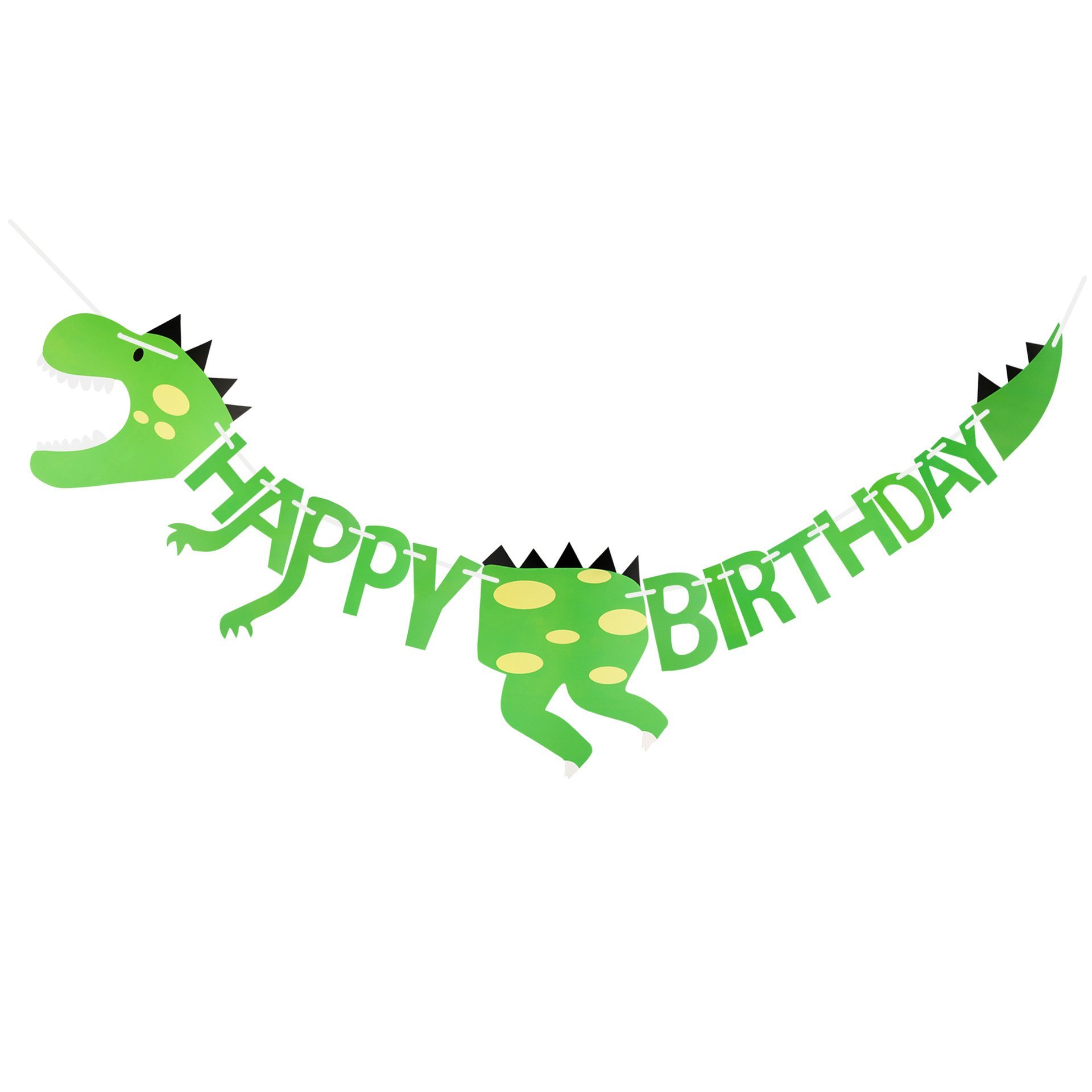 Happy Birthday Dinosaur Banner Children's Party Supplies and Decorations T-Rex Jungle Jurassic (Green)