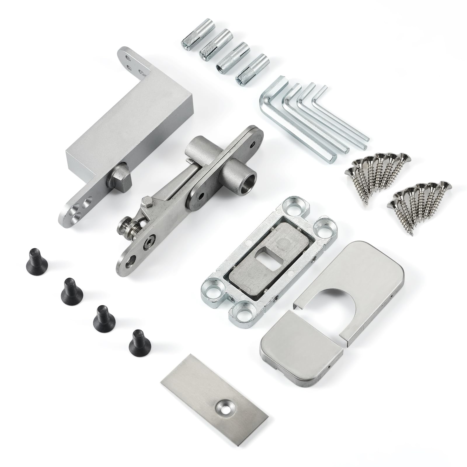 Ranbo Commercial/Home Self Closing Door Pivot Hinges Heavy Duty Hidden Hinges for Wood Doors 360 Degree Shaft Stainless Steel Invisible Pivot Hinge System (2 Way Adjustable)