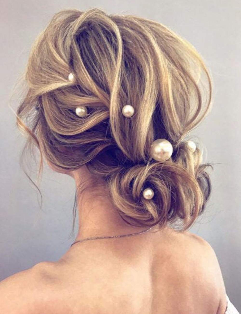 Anglacesmede Bridal Pearl Hair Pins 10 Pcs Large Ivory Champagne Pearl Bobby Pins Wedding Hair Piece Prom Party Festival Hair Accessories for Women and Girls (Ivory)