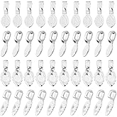 Hobbspring 40Pcs Small Pendant Jewelry Bails 2 Styles Glue-on Flat Pad Pendant Bails Sterling Silver Plated Oval Leaf Glue on Pendant Bail for Jewelry Necklace Bracelets Earrings Making DIY Crafts