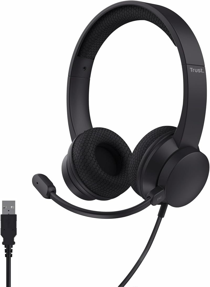Trust Roha II On-Ear USB Headset with ENC Mic and 85% Recycled Plastic