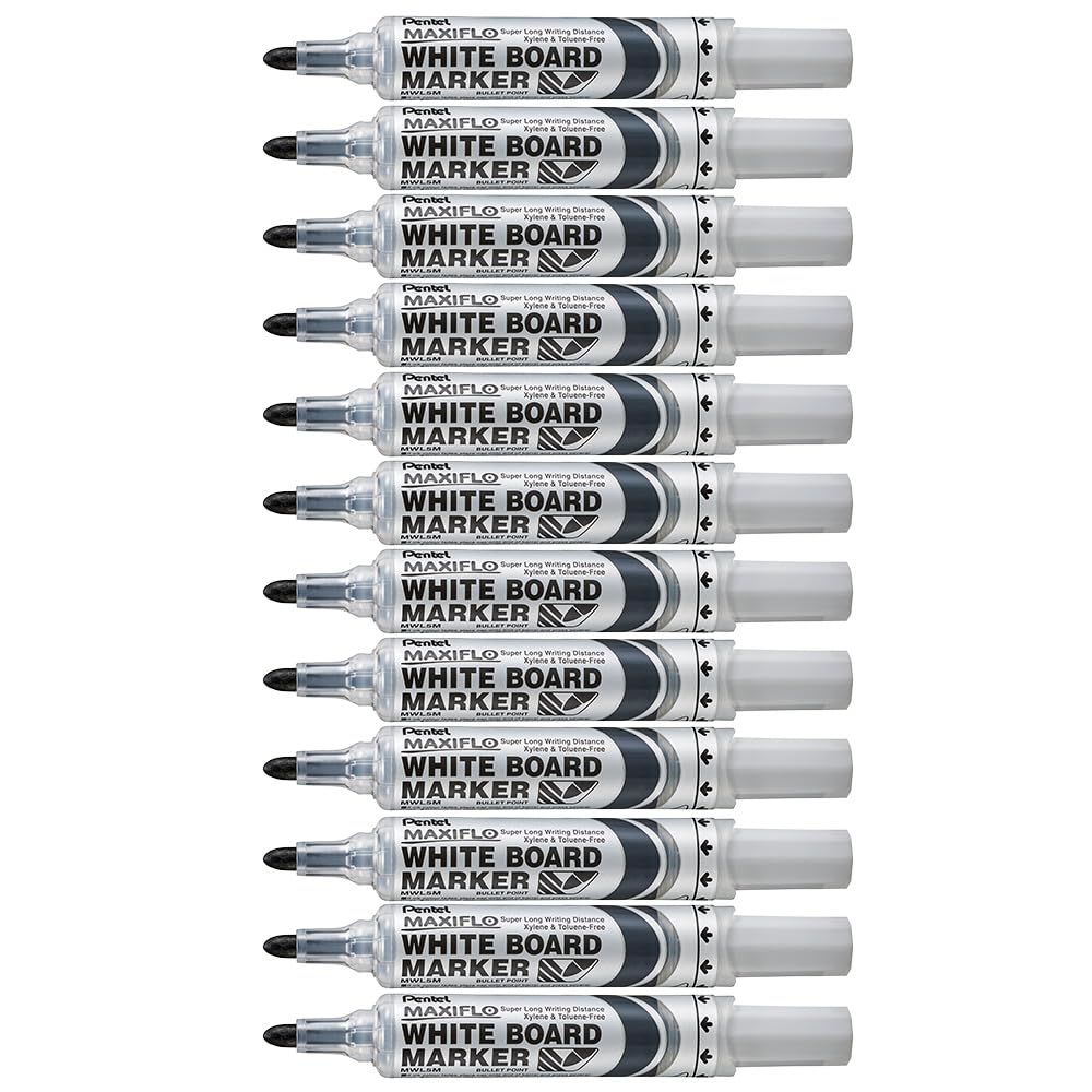 Pentel MWL5M Maxiflo Whiteboard Marker, Drywipe, Violet ink (Pack of 12)