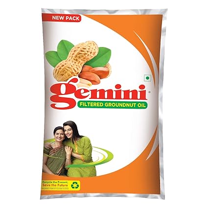 Gemini Groundnut Oil Pouch, 1L