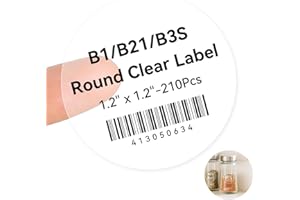 NIIMBOT Label Tape for B1/B21/B3S, 1.2" X 1.2" (31x31mm), 210 Labels/Roll, Round Clear Label for Marson Jar/Spice/Barcode/QR Code