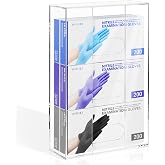 Acrylic Glove Holder Wall Mount, Triple Tier Floating Gloves Box Dispenser | Capacity Of 3 Glove Boxes, 3mm Thickness, Fits Various Sized Rubber Gloves, Glove Rack for Lab, Medical, Hospital, Kitchen