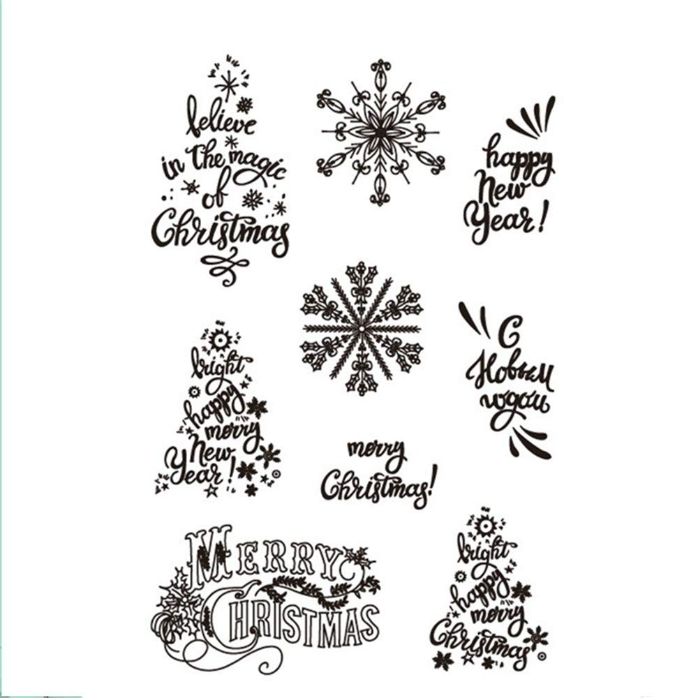 arriettycraft Merry Christmas Snowflakes Rubber Clear Stamp/Seal Scrapbook/Photo Decorative Card Making Clear Stamp