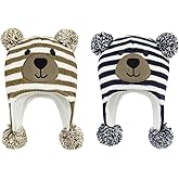 Century Star Baby Boy Hat Winter Fleece Lined Hat Knit Earflap Kids Caps Infant Toddler Hats for Baby Girls with Pom Pom