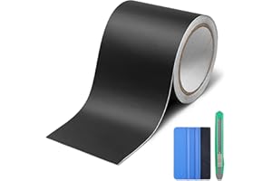 Lypumso Matte Black Vinyl Wrap Tape Roll, 4 Inch x 30ft Self-Adhesive Black Out Chrome Delete Tape with Tool Kit Air Release Adhesive Detailing Wrap DIY Car Door Sill Window Trim Edge Guard Protective