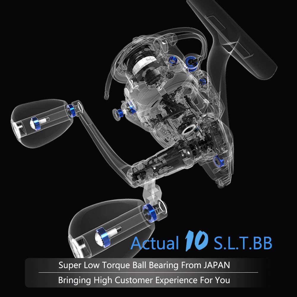 CS8 Spinning Reels,Ultralight Premium Magnesium Frame Fishing Reel with 9+1 Corrosion Resistant Bearings Smooth Powerful Fishing Reel Spinning with 19Lb Carbon Fiber Drag & 6.2:1 Gear Ratio Reels