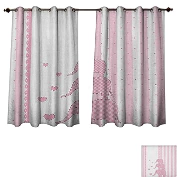 Elephant Nursery Blackout Thermal Curtain Panel Vertical Striped