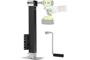 BEAMNOVA 8000 lbs Trailer Jack, Drill-Powered/Manual, Bolt-On Side Mount Swivel Heavy Duty, for Boat Utility RV Camper, 3.7-3