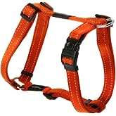 Reflective Adjustable Dog H Harness for Large Dogs; matching collar and leash available, Orange
