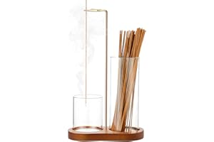 SKTMH 2 in 1 Incense Holder for Sticks, Wooden Incense Holder with Removable Glass Ash Catcher, Anti-ash Incense Burner for Y