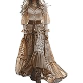 Western Cowgirl Dress for Women Spaghetti Strap Deep V Tie Front Dresses Vintage Boho Western Dress Tie Front Lace Trim