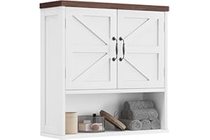Smuxee Farmhouse Bathroom Cabinet Wall Mounted, Bathroom Medicine Cabinet with Adjustable Shelf, Bathroom Cabinet for Bathroo