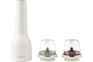 FINAMILL Grinder with 2 Pods (ProPlus & Peppercorn), Rechargeable, Soft Cream