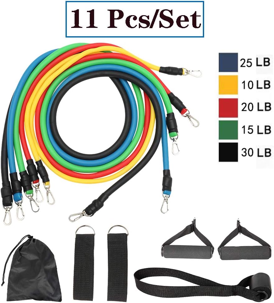 Yimeezuyu Resistance Bands Set Elastic Bands with Door Anchor Carry Bag Leg Ankle Straps and Handles for Indoor Home Resistance Training