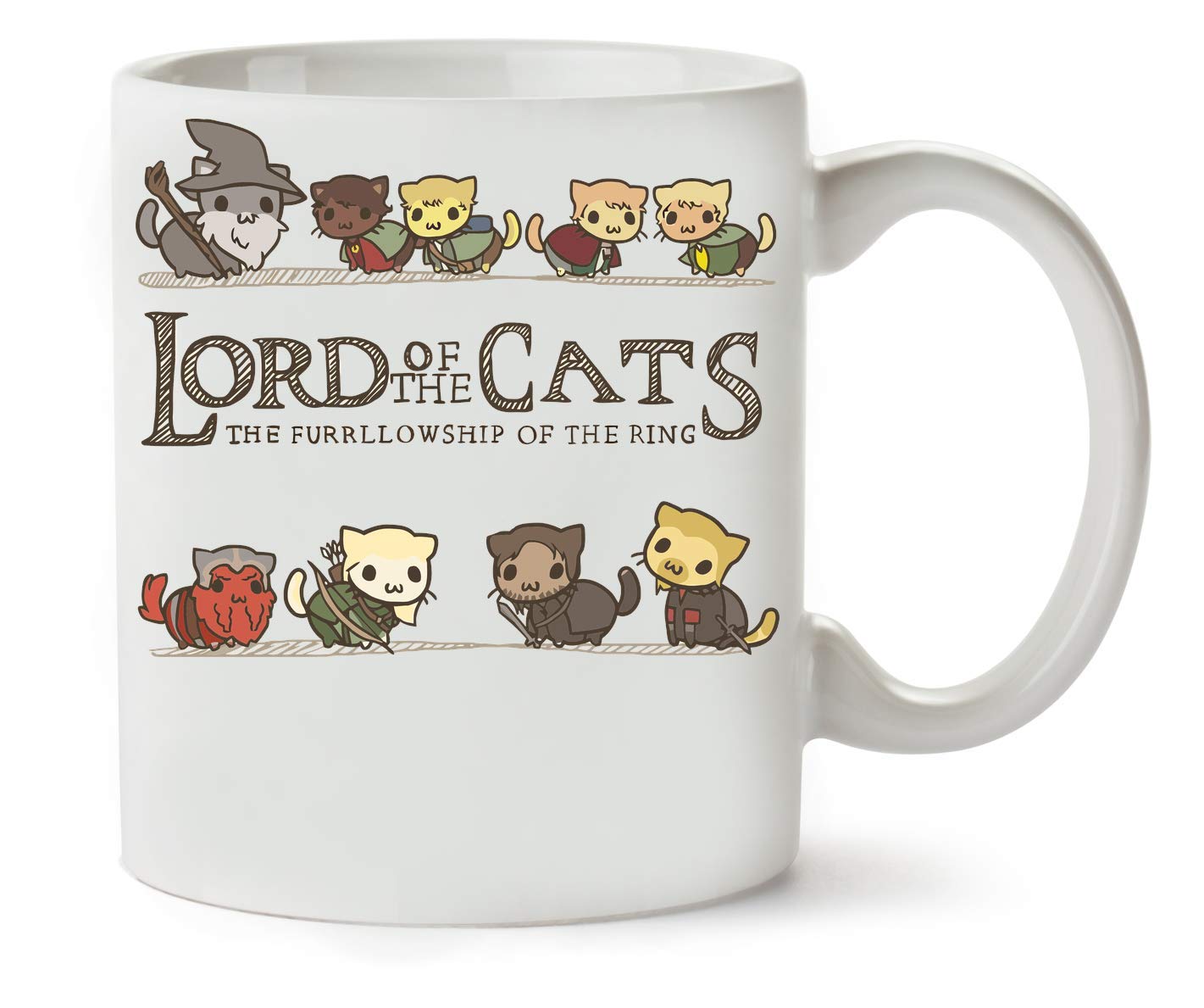 BakoIsland Lord of The Cats The Furrlowship of The Ring Mug - Funny cat Mug - cat Lovers - Christmas Gifts for Women and Men - 11oz