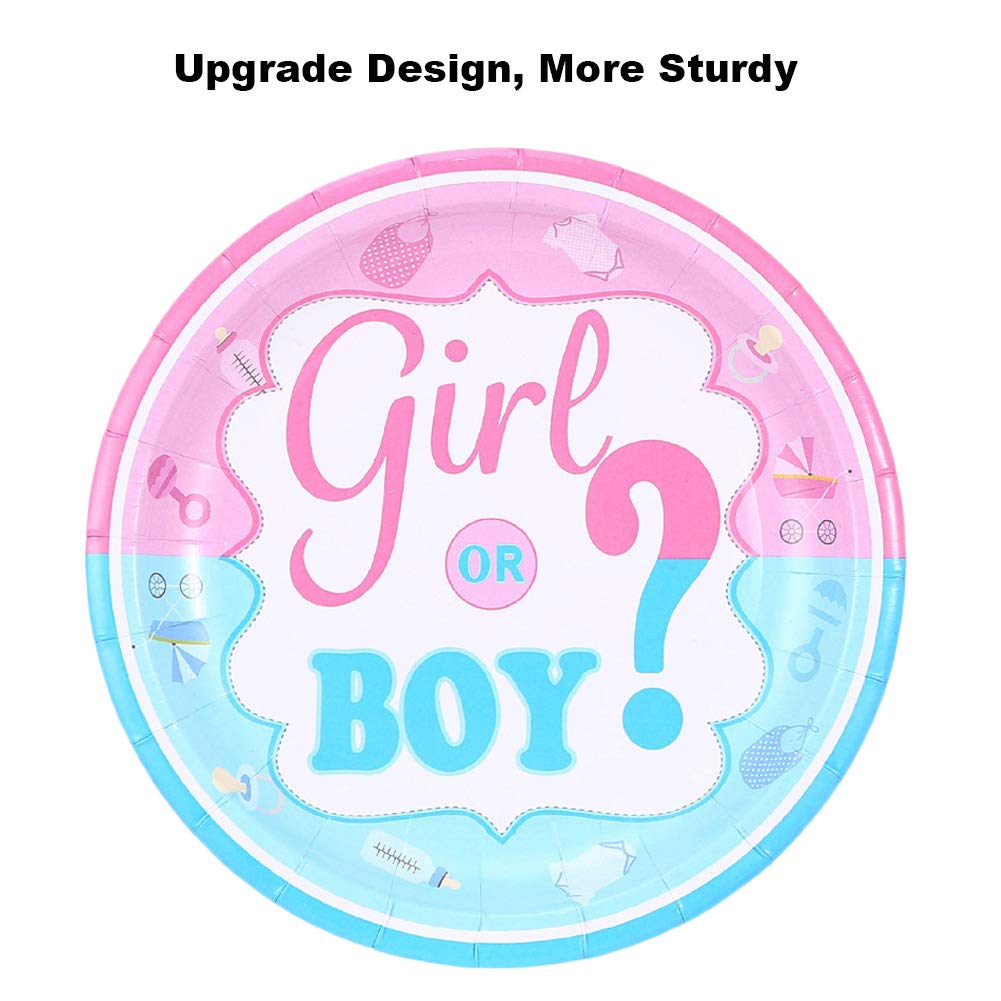 Gender Reveal Party Supplies Plates and Napkins Set, Baby Shower, Children\'s Party Boy or Girl Pink & Blue Birthday Party
