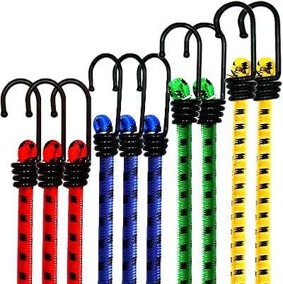 CUALITYX Bungee Cords with Hooks Heavy Duty Pack of 10 UV Resistant
