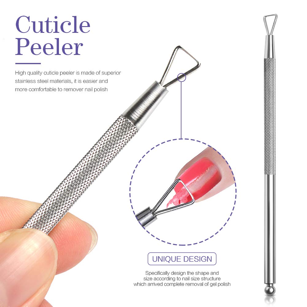 Teenitor Nail Polish Gel Remover Tools Kit with Nail Clips Nail Remover Pads Cuticle Pusher Nail Brushes Nail File Grits 120/180 Buffer Block Grits 400/4000, 6 Pack : Beauty