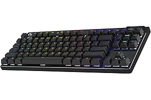 Logitech G PRO X TKL LIGHTSPEED Wireless Gaming Keyboard, Ultra-Portable Tenkeyless Design, LIGHTSYNC RGB, PBT keycaps, Linear Switches (GX Red) - Black