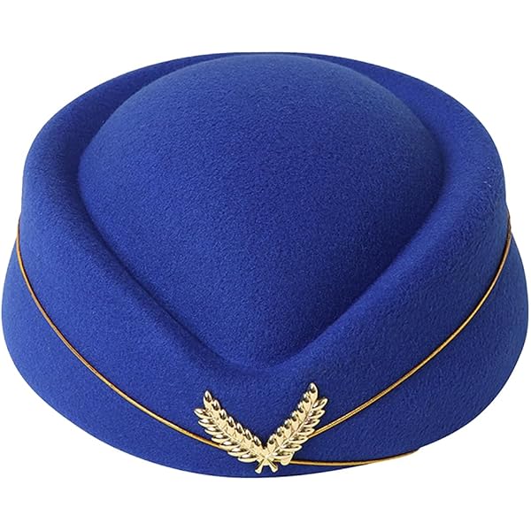 Amazon.com : Blue Stewardess Hat Felt Womens Airline Uniform  display picture 1