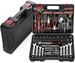 WOLFGANG 122 Teile Werkzeugkoffer mit Werkzeug Set, Schraubenschlüssel Set, Ratsche, Steckschlüsselsatz, Schrauberdreher, Bitset, Werkzeugkasten für Haushalt, Auto, Werkstatt