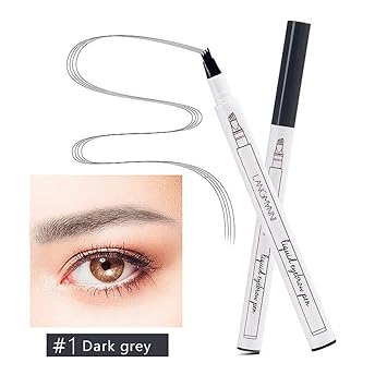 Tattoo Eyebrow Pen With Four Tips Long Lasting Waterproof Brow Gel Makeup Shaping Tools 1 Dark Grey