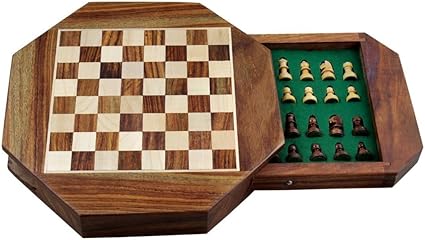 Avs Stores Wood Magnetic Travel Chess, Chessmen Set and Wooden Board Traveling Games (Octane 9 inch)
