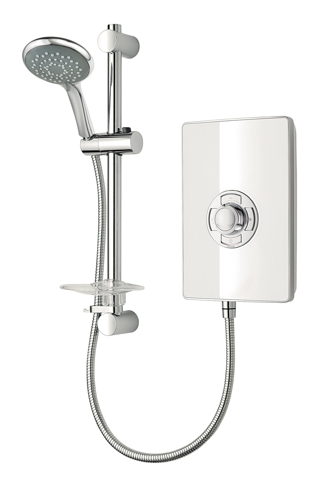 Triton Showers Collection 2, Shower Electric, 8.5 KW, Triton Aspirante, Gloss White, Electrical Showers, with Showerhead and Anti Twist Hose, Bathroom Showering Unit