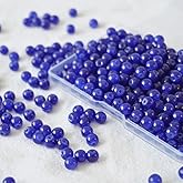 Jabrand 240pcs Glass Beads for Bracelets, 6mm Round Glass Beads for Jewelry Making DIY Crafts (Navy Blue)