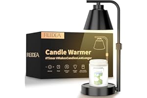 Candle Warmer Lamp Timer Dimmer, REIDEA Wax Melter Adjustable Height for 3-Wicks Large Jar Scented Candles (D-4 inches), Safe and Efficient Way to Enjoy The Scents You Love