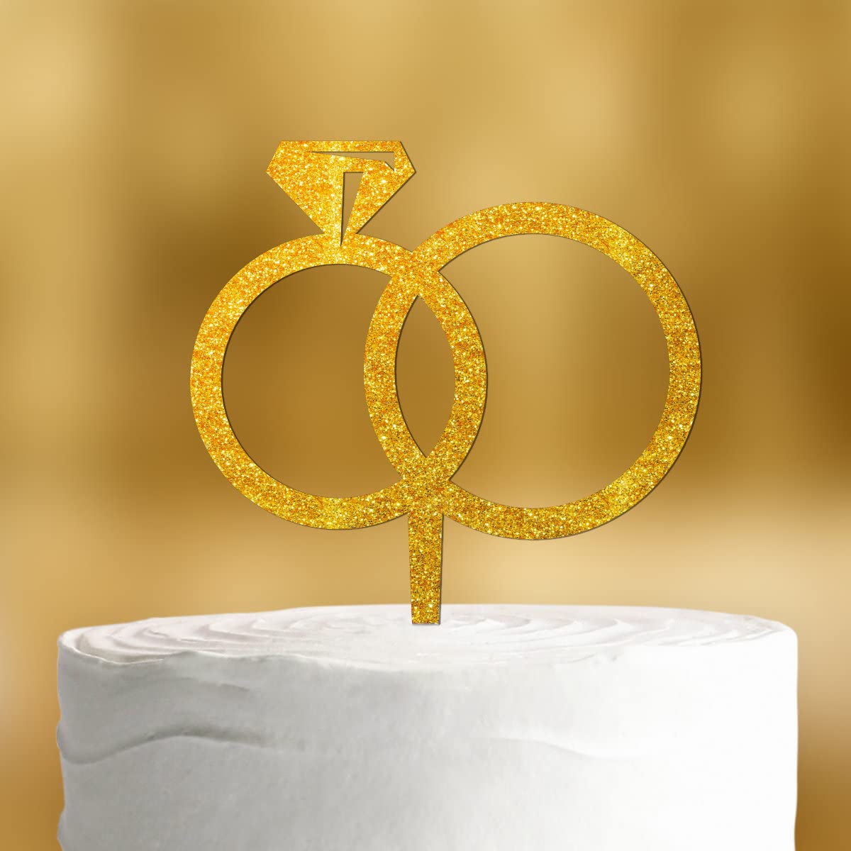 Cake Topper Rings [Overlying Rings] – Acrylic Gold Glitter Decoration Wedding Cake Decoration Wedding Cake Decoration Engagement Cake Topper Wedding Cake Decoration Wedding Cake