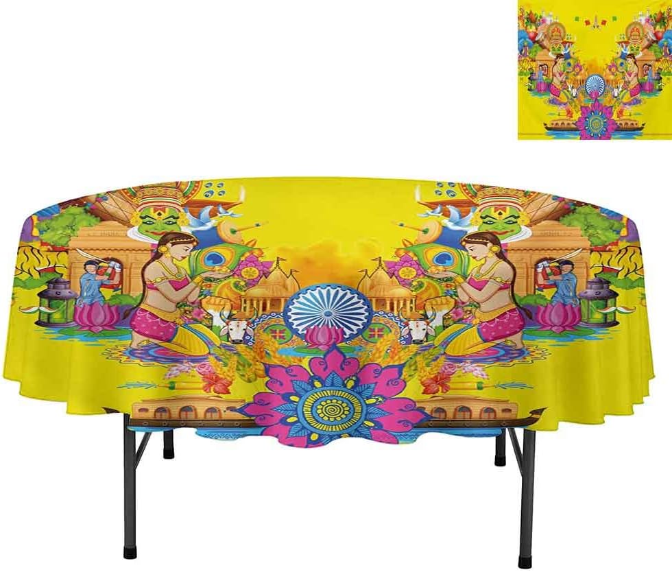 Aishare Store Tablecloths, Fan Cooler Logo Fresh Air Propeller Summer Warm Artful I, Table Cover for Kitchen Dinner Table, Round 54", Violet and Baby Blue